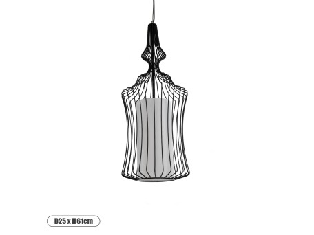GLOBOSTAR® LILY 01559 Vintage Κρεμαστό Φωτιστικό Οροφής με Ντουί 1 x E27 AC 220-240V IP20 - Μαύρο & Λευκό - Μ25 x Π25 x Υ61cm