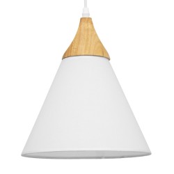 GLOBOSTAR® SHADE TEXTILE 01577 Μοντέρνο Κρεμαστό Φωτιστικό Οροφής με Ντουί 1 x E27 AC 220-240V IP20 - Λευκό & Μπεζ - Μ25 x Π25 x Υ30cm