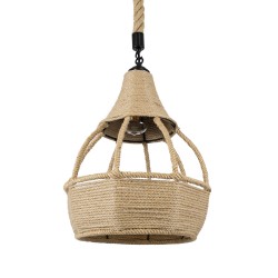 GLOBOSTAR® KUBRIC 01605 Boho Κρεμαστό Φωτιστικό Οροφής με Ντουί 1 x E27 AC 220-240V IP20 - Μπεζ - Μ30 x Π30 x Y40cm