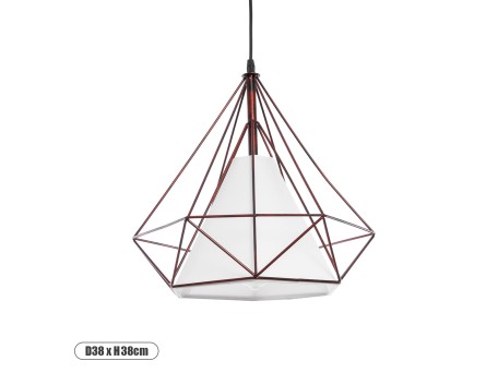 GLOBOSTAR® KAIRI 01623 Μοντέρνο Κρεμαστό Φωτιστικό Οροφής με Ντουί 1 x E27 AC 220-240V IP20 - Χάλκινο & Λευκό - Μ38 x Π38 x Y38cm