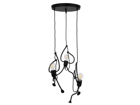 GLOBOSTAR® LITTLE MAN 01655 Μοντέρνο Κρεμαστό Φωτιστικό Οροφής με Ντουί 3 x E27 AC 220-240V IP20 - Μαύρο - Μ45 x Π45 x Υ40cm