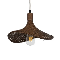 GLOBOSTAR® CUBA 01716 Boho Κρεμαστό Φωτιστικό Οροφής με Ντουί 1 x E27 AC 220-240V IP20 - Καφέ - Μ33 x Π30 x Υ22cm