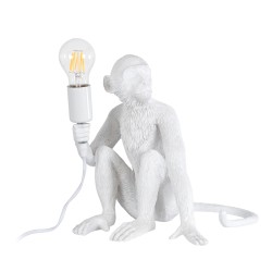 GLOBOSTAR® APES 01808 Μοντέρνο Επιτραπέζιο Φωτιστικό Πορτατίφ με Ντουί 1 x E27 AC 220-240V IP20 - Λευκό - Μ30 x Π27 x Υ30cm