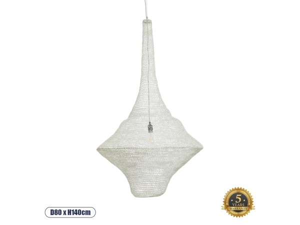 GLOBOSTAR® KENTUCKY 01877 Vintage Κρεμαστό Φωτιστικό Οροφής με Ντουί 1 x E27 AC 220-240V IP20 - Λευκό - Μ80 x Π80 x Υ140cm GLOBOSTAR® KENTUCKY 01877 Vintage Κρεμαστό Φωτιστικό Οροφής με Ντουί 1 x E27 AC 220-240V IP20 - Λευκό - Μ80 x Π80 x Υ140cm
