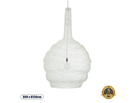 GLOBOSTAR® KENTUCKY 01886 Vintage Κρεμαστό Φωτιστικό Οροφής με Ντουί 1 x E27 AC 220-240V IP20 - Λευκό - Μ90 x Π90 x Υ150cm