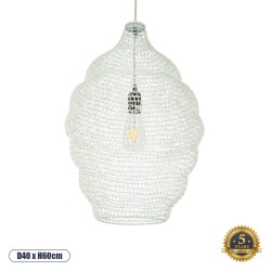 GLOBOSTAR® KENTUCKY 01898 Vintage Κρεμαστό Φωτιστικό Οροφής με Ντουί 1 x E27 AC 220-240V IP20 - Λευκό - Μ40 x Π40 x Y60cm