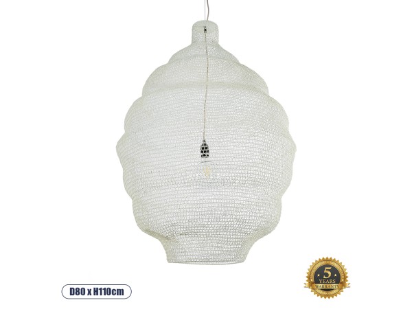 GLOBOSTAR® KENTUCKY 01901 Vintage Κρεμαστό Φωτιστικό Οροφής με Ντουί 1 x E27 AC 220-240V IP20 - Λευκό - Μ80 x Π80 x Y110cm