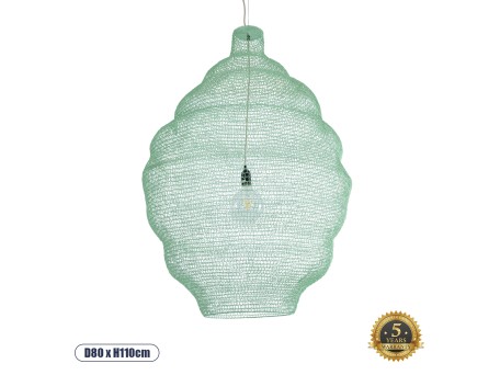 GLOBOSTAR® KENTUCKY 01903 Vintage Κρεμαστό Φωτιστικό Οροφής με Ντουί 1 x E27 AC 220-240V IP20 - Τιρκουάζ - Μ80 x Π80 x Y110cm