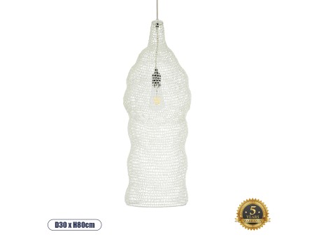 GLOBOSTAR® KENTUCKY 01904 Vintage Κρεμαστό Φωτιστικό Οροφής με Ντουί 1 x E27 AC 220-240V IP20 - Λευκό - Μ30 x Π30 x Y80cm