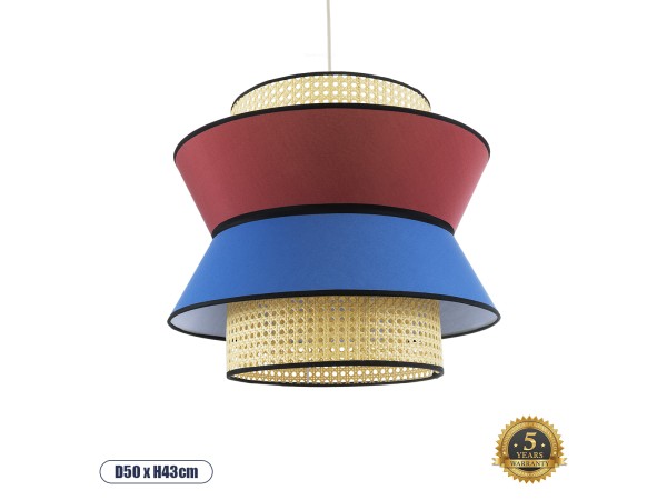 GLOBOSTAR® SAIGE 01919 Boho Κρεμαστό Φωτιστικό Οροφής με Ντουί 1 x E27 AC 220-240V IP20 - Πολύχρωμο - Μ50 x Π50 x Υ43cm