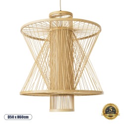 GLOBOSTAR® HIBISCUS 01931 Boho Κρεμαστό Φωτιστικό Οροφής με Ντουί 1 x E27 AC 220-240V IP20 - Μπεζ - Μ50 x Π50 x Υ60cm