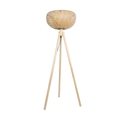 GLOBOSTAR® POPPY 01983 Boho Επιδαπέδιο Φωτιστικό με Ντουί 1 x E27 AC 220-240V IP20 - Μπεζ - Μ58 x Π58 x Υ143cm