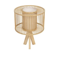 GLOBOSTAR® TULUM 01993 Boho Επιτραπέζιο Φωτιστικό Πορτατίφ με Ντουί 1 x E27 AC 220-240V IP20 - Μπεζ - Μ30 x Π30 x Υ40cm