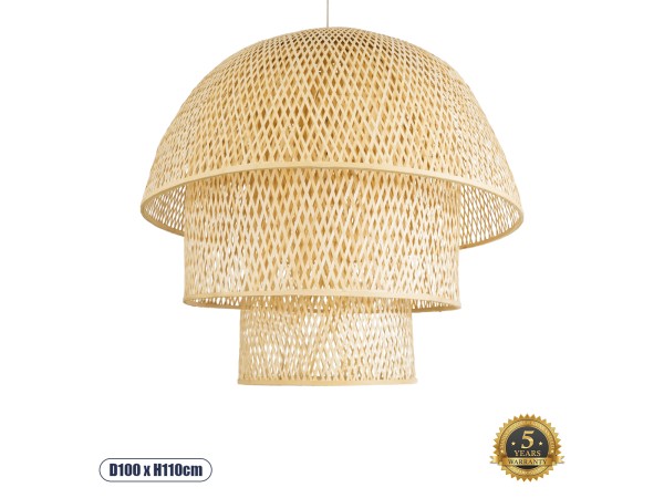 GLOBOSTAR® HIROKA 02046 Boho Κρεμαστό Φωτιστικό Οροφής με Ντουί 1 x E27 AC 220-240V IP20 - Μπεζ - Μ100 x Π100 x Υ110cm GLOBOSTAR® HIROKA 02046 Boho Κρεμαστό Φωτιστικό Οροφής με Ντουί 1 x E27 AC 220-240V IP20 - Μπεζ - Μ100 x Π100 x Υ110cm