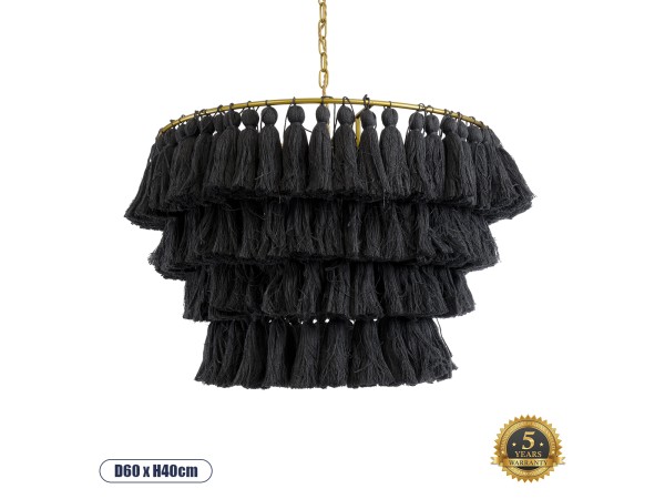 GLOBOSTAR® MISSOULA 02091 Boho Κρεμαστό Φωτιστικό Οροφής με Ντουί 1 x E27 AC 220-240V IP20 - Μαύρο & Χρυσό - Μ60 x Π60 x Υ40cm GLOBOSTAR® MISSOULA 02091 Boho Κρεμαστό Φωτιστικό Οροφής με Ντουί 1 x E27 AC 220-240V IP20 - Μαύρο & Χρυσό - Μ60 x Π60 x Υ40cm