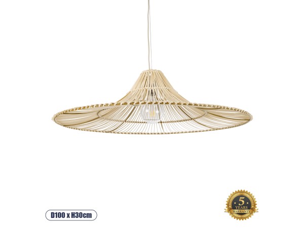 GLOBOSTAR® PALERMO 02209 Boho Κρεμαστό Φωτιστικό Οροφής με Ντουί 1 x E27 AC 220-240V IP20 - Μπεζ - Μ100 x Π100 x Υ30cm GLOBOSTAR® PALERMO 02209 Boho Κρεμαστό Φωτιστικό Οροφής με Ντουί 1 x E27 AC 220-240V IP20 - Μπεζ - Μ100 x Π100 x Υ30cm