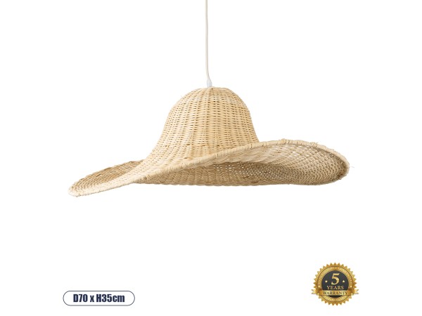 GLOBOSTAR® ESPARGOS 02214 Boho Κρεμαστό Φωτιστικό Οροφής με Ντουί 1 x E27 AC 220-240V IP20 - Μπεζ - Μ70 x Π70 x Υ35cm