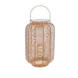 GLOBOSTAR® GRAMBIAN 02304 Boho Επιδαπέδιο Φωτιστικό LED 5W 200lm 180° με Ενσωματωμένο Φωτοβολταϊκό Panel 6V 1W & Επαναφορτιζόμενη Μπαταρία Li-ion 3.2V 1000mAh Αδιάβροχο IP65 Θερμό Λευκό 2700K - Sanan SMD Chip - Μπεζ - Μ30 x Π30 x Υ48cm - 2 Χρόνια Εγγύηση