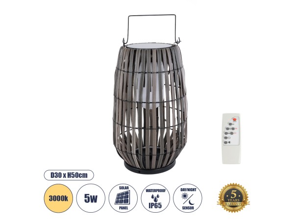 GLOBOSTAR® NETLEY 02306 Boho Επιδαπέδιο Φωτιστικό LED 5W 200lm 180° με Φωτοβολταϊκό Panel 3.6V 0.1W με Αισθητήρα Ημέρας/Νύχτας Αδιάβροχο IP65 Θερμό Λευκό 2700K - Γκρι - Μ30 x Π30 x Υ50cm - 2 Χρόνια Εγγύηση GLOBOSTAR® NETLEY 02306 Boho Επιδαπέδιο Φωτιστικό LED 5W 200lm 180° με Φωτοβολταϊκό Panel 3.6V 0.1W με Αισθητήρα Ημέρας/Νύχτας Αδιάβροχο IP65 Θερμό Λευκό 2700K - Γκρι - Μ30 x Π30 x Υ50cm - 2 Χρόνια Εγγύηση