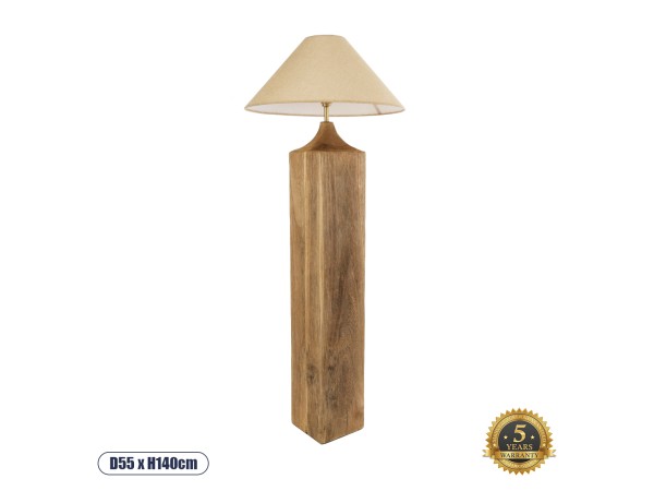 GLOBOSTAR® LAFRONTERA 02314 Boho Επιδαπέδιο Φωτιστικό με Ντουί 1 x E27 AC 220-240V IP20 - Καφέ & Μπεζ - Μ55 x Π55 x Υ140cm