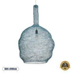 GLOBOSTAR® KENTUCKY 02355 Vintage Κρεμαστό Φωτιστικό Οροφής με Ντουί 1 x E27 AC 220-240V IP20 - Τιρκουάζ - Μ60 x Π60 x Υ90cm