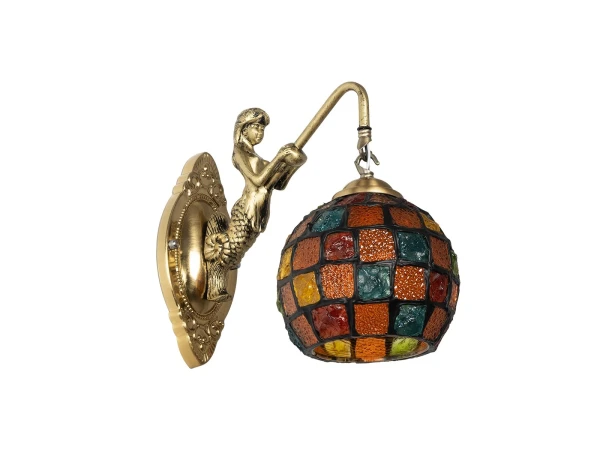 GLOBOSTAR® MERMAID 02389 Vintage Φωτιστικό Τοίχου - Απλίκα με Ντουί 1 x E27 AC 220-240V IP20 - Μπρούτζινο & Πολύχρωμο - Μ17 x Π30 x Υ27cm GLOBOSTAR® MERMAID 02389 Vintage Φωτιστικό Τοίχου - Απλίκα με Ντουί 1 x E27 AC 220-240V IP20 - Μπρούτζινο & Πολύχρωμο - Μ17 x Π30 x Υ27cm