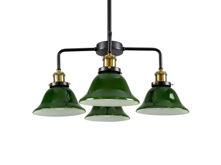 GLOBOSTAR® LIBRARY 00769 Vintage Φωτιστικό Οροφής με Ντουί 4 x E27 AC 220-240V IP20 - Πράσινο & Χρυσό - Μ57 x Π57 x Υ90cm
