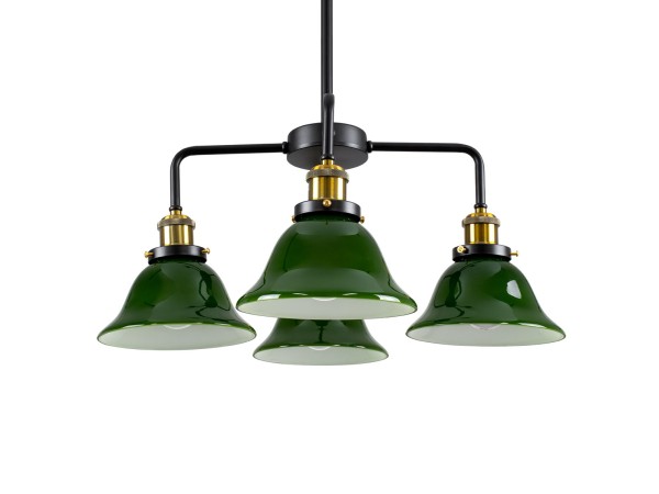 GLOBOSTAR® LIBRARY 00769 Vintage Φωτιστικό Οροφής με Ντουί 4 x E27 AC 220-240V IP20 - Πράσινο & Χρυσό - Μ57 x Π57 x Υ90cm