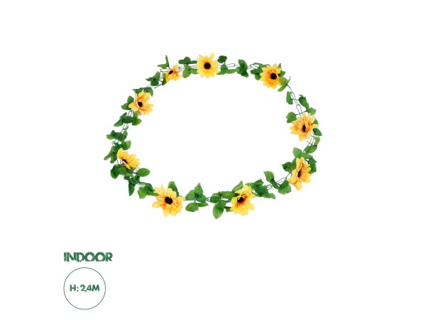 GloboStar® 09029 Τεχνητό Κρεμαστό Φυτό Διακοσμητική Γιρλάντα Μήκους 2.2 μέτρων με 10 X Μεγάλα Ηλιοτρόπια Κίτρινα