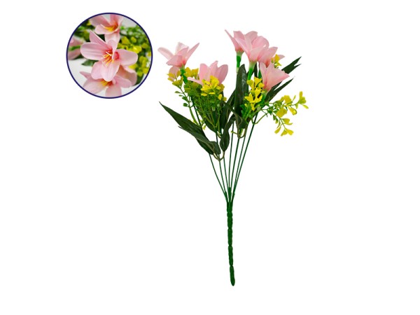 GloboStar® 09083 Τεχνητό Φυτό Διακοσμητικό Μπουκέτο Rain Lily Ροζ M15cm x Υ33cm Π15cm με 7 Κλαδάκια GloboStar® 09083 Τεχνητό Φυτό Διακοσμητικό Μπουκέτο Rain Lily Ροζ M15cm x Υ33cm Π15cm με 7 Κλαδάκια