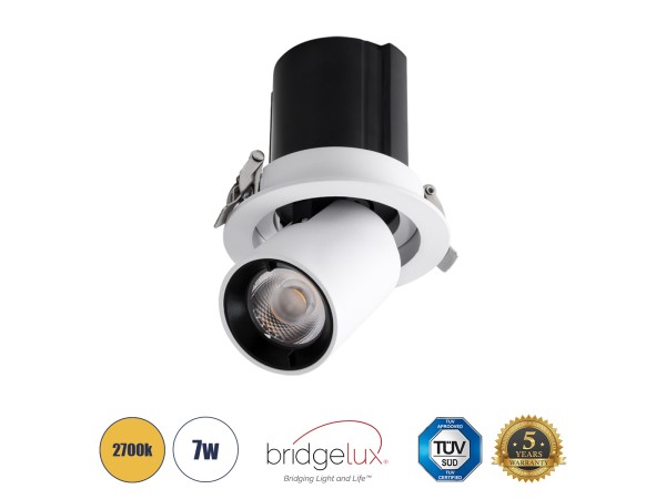 GLOBOSTAR® VIRGO-S 60303 Χωνευτό Κινούμενο Downlight Σποτ LED 7W 875lm 36° AC 220-240V IP20 Θερμό Λευκό 2700K - Bridgelux COB Chip & TÜV SÜD Driver - Λευκό & Μαύρο Ματ - Μ9 x Π9 x Υ9cm / Q7.8cm - 5 Χρόνια Εγγύηση GLOBOSTAR® VIRGO-S 60303 Χωνευτό Κινούμενο Downlight Σποτ LED 7W 875lm 36° AC 220-240V IP20 Θερμό Λευκό 2700K - Bridgelux COB Chip & TÜV SÜD Driver - Λευκό & Μαύρο Ματ - Μ9 x Π9 x Υ9cm / Q7.8cm - 5 Χρόνια Εγγύηση