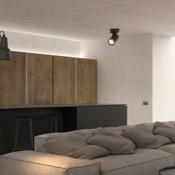 kelvo® SPOTA KLV-101-0134 Κινούμενο Φωτιστικό Σποτ Οροφής για Λάμπα MR16 με Ντουί GU10 AC 220-240V IP20 - Μαύρο Ματ - Μ7 x Π6 x Υ14cm