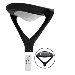 GLOBOSTAR® SQUARE 12117 Φωτιστικό Στύλου/Κολώνας Πλατείας/Πάρκου με Ασύρματο Χειριστήριο LED 25W 2500lm 120° Ενσωματωμένο Φωτοβολταϊκό Panel 5V 12W & Επαναφορτιζόμενη Μπαταρία Li-ion 3.2V 24000mAh με Αισθητήρα Κίνησης-Ημέρας-Νύχτας Αδιάβροχο IP65 Ψυχρό Λε