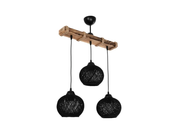 GLOBOSTAR® LUMA 201-0010 Vintage Κρεμαστό Φωτιστικό Οροφής με Ντουί 3 x E27 AC 220-240V IP20 - Μπεζ & Μαύρο - Μ55 x Π18 x Υ65cm