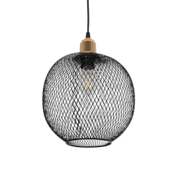 GLOBOSTAR® WIRE 201-0019 Μοντέρνο Κρεμαστό Φωτιστικό Οροφής με Ντουί 1 x E27 AC 220-240V IP20 - Μαύρο & Χρυσό - Μ25 x Π25 x Υ32cm