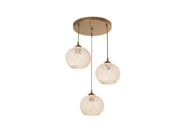GLOBOSTAR® ILLUMIO 201-0027 Vintage Κρεμαστό Φωτιστικό Οροφής με Ντουί 3 x E27 AC 220-240V IP20 - Χρυσό & Μπεζ - Μ40 x Π40 x Υ53cm GLOBOSTAR® ILLUMIO 201-0027 Vintage Κρεμαστό Φωτιστικό Οροφής με Ντουί 3 x E27 AC 220-240V IP20 - Χρυσό & Μπεζ - Μ40 x Π40 x Υ53cm