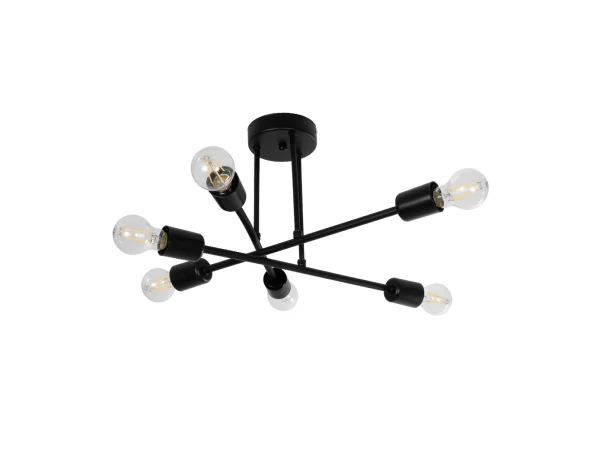 GLOBOSTAR® LAMIRA 201-0029 Μοντέρνο Φωτιστικό Οροφής με Ντουί 6 x E27 AC 220-240V IP20 - Μαύρο - Μ51 x Π51 x Υ25cm
