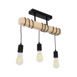 GLOBOSTAR® LUCITA 201-0031 Vintage Φωτιστικό Οροφής με Ντουί 3 x E27 AC 220-240V IP20 - Μαύρο & Μπεζ - Μ50 x Π27 x Υ112cm