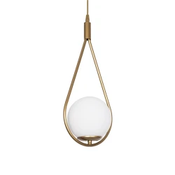 GLOBOSTAR® DROP 201-0034 Vintage Κρεμαστό Φωτιστικό Οροφής με Ντουί 1 x E27 AC 220-240V IP20 - Χρυσό & Λευκό - Μ20 x Π15 x Υ47cm