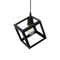 GLOBOSTAR® DISE 201-0049 Μοντέρνο Κρεμαστό Φωτιστικό Οροφής με Ντουί 1 x E27 AC 220-240V IP20 - Μαύρο - Μ28 x Π28 x Υ29cm