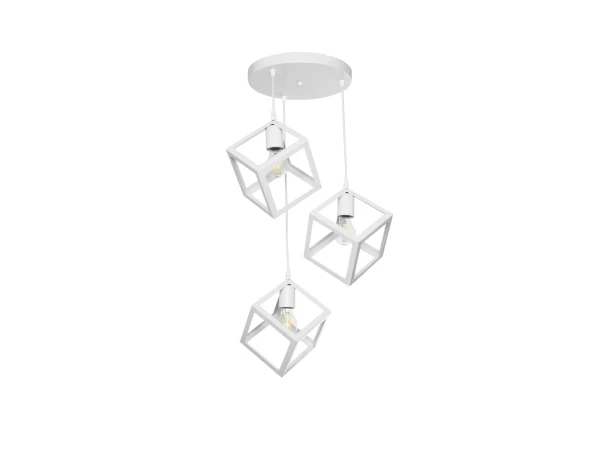 GLOBOSTAR® DISE 201-0054 Μοντέρνο Κρεμαστό Φωτιστικό Οροφής με Ντουί 3 x E27 AC 220-240V IP20 - Λευκό - Μ48 x Π48 x Υ65cm