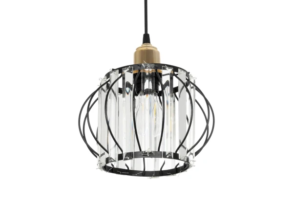 GLOBOSTAR® LUCERO 201-0078 Vintage Κρεμαστό Φωτιστικό Οροφής με Ντουί 1 x E27 AC 220-240V IP20 - Μαύρο & Διάφανο - Μ24 x Π24 x Υ24cm