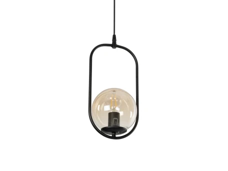 GLOBOSTAR® ZENITH 201-0093 Vintage Κρεμαστό Φωτιστικό Οροφής με Ντουί 1 x E27 AC 220-240V IP20 - Μαύρο & Μελί - Μ18 x Π15 x Υ38cm