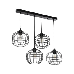 GLOBOSTAR® PULSAR 201-0103 Vintage Κρεμαστό Φωτιστικό Οροφής με Ντουί 4 x E27 AC 220-240V IP20 - Μαύρο - Μ80 x Π22 x Υ46cm