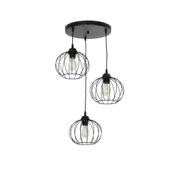 GLOBOSTAR® FLAMIA 201-0109 Vintage Κρεμαστό Φωτιστικό Οροφής με Ντουί 3 x E27 AC 220-240V IP20 - Μαύρο - Μ44 x Π44 x Υ66cm