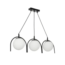 GLOBOSTAR® FLASHO 201-0111 Vintage Κρεμαστό Φωτιστικό Οροφής με Ντουί 3 x E27 AC 220-240V IP20 - Μαύρο & Λευκό - Μ73 x Π15 x Υ23cm