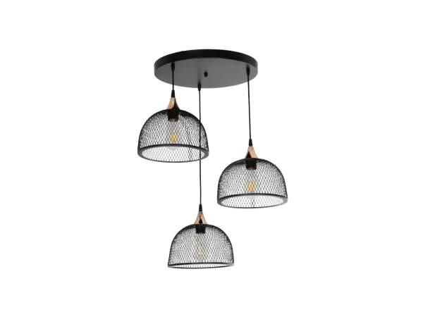 GLOBOSTAR® FLICKA 201-0113 Vintage Κρεμαστό Φωτιστικό Οροφής με Ντουί 3 x E27 AC 220-240V IP20 - Μαύρο & Χάλκινο - Μ55 x Π55 x Υ65cm