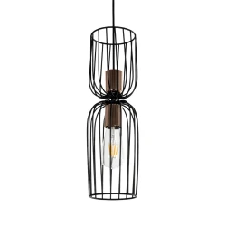 GLOBOSTAR® LAVERA 201-0124 Vintage Κρεμαστό Φωτιστικό Οροφής με Ντουί 1 x E27 AC 220-240V IP20 - Μαύρο & Μπρούτζινο - Μ14 x Π14 x Υ44cm