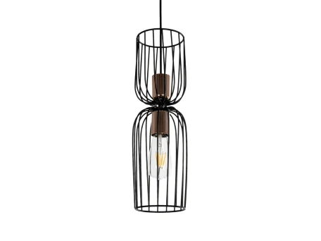 GLOBOSTAR® LAVERA 201-0124 Vintage Κρεμαστό Φωτιστικό Οροφής με Ντουί 1 x E27 AC 220-240V IP20 - Μαύρο & Μπρούτζινο - Μ14 x Π14 x Υ44cm