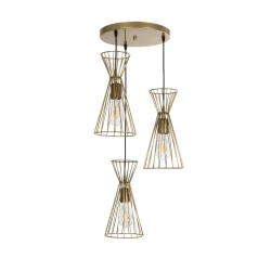 GLOBOSTAR® FLIXIO 201-0126 Vintage Κρεμαστό Φωτιστικό Οροφής με Ντουί 3 x E27 AC 220-240V IP20 - Χρυσό - Μ40 x Π40 x Υ70cm